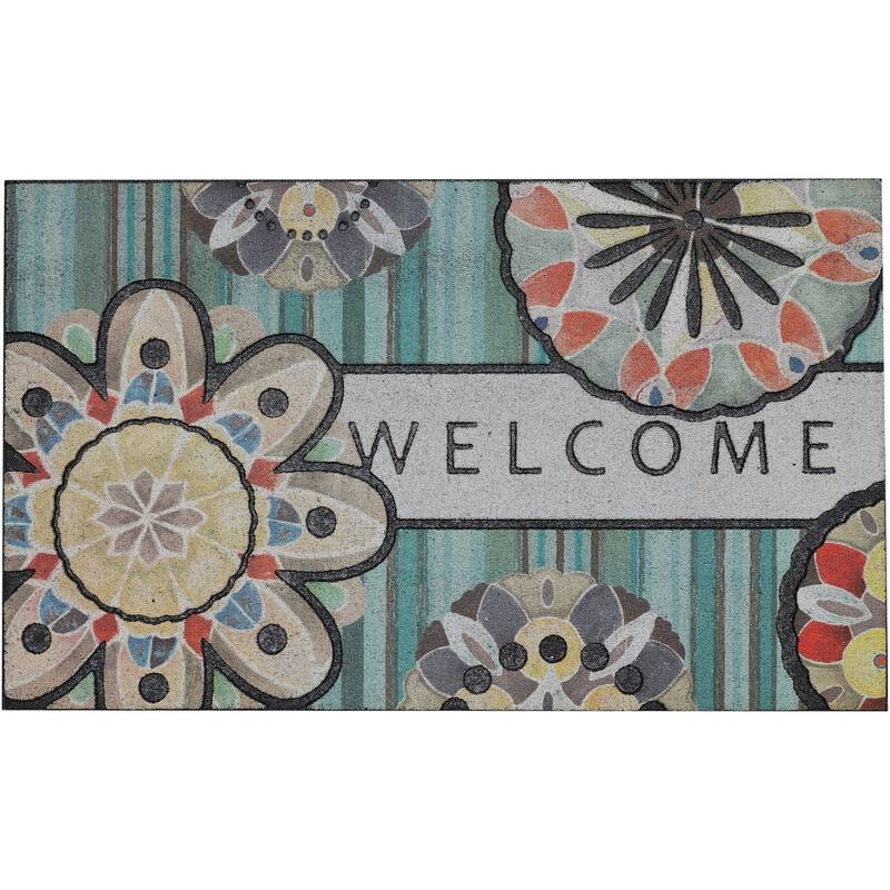 Mohawk Home Floral Welcome All Weather Recycled Rubber Door Mat - 1'6" x 2'6"