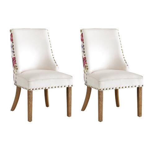 Somette White Floral Accent Dining Chairs, Set of 2