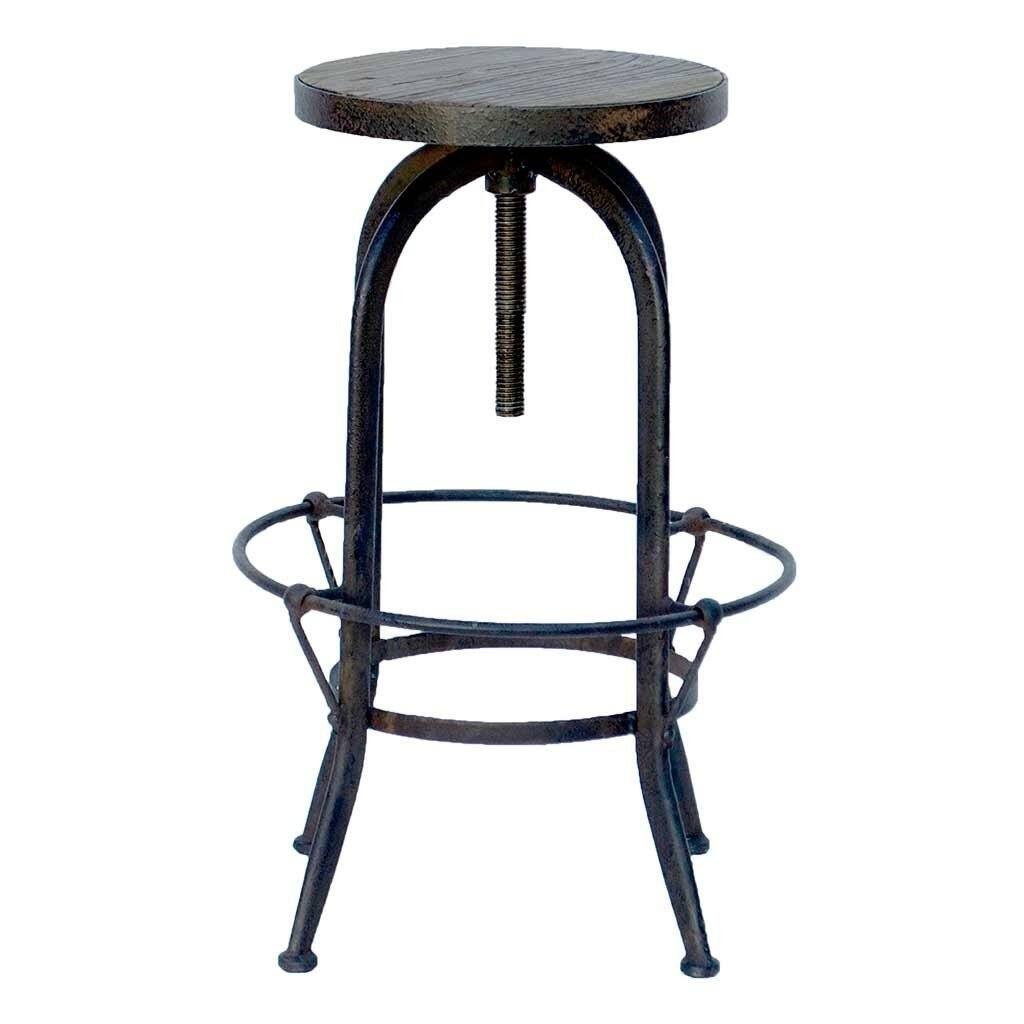 Reclaimed Elm Solid Iron Swivel Adjustable Barstool