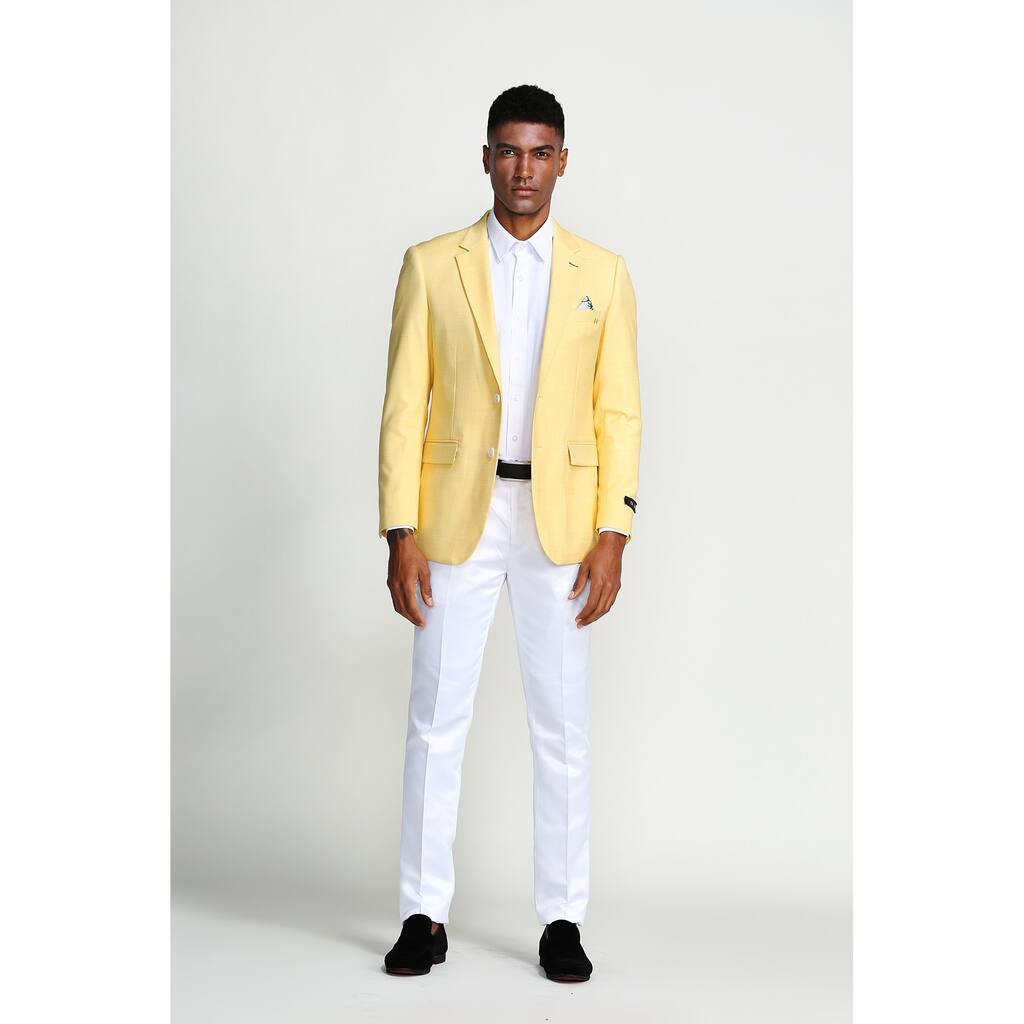 Fashion Jacket Solid Slim Fit Notch Lapel Stylish Mens Blazer Jackets