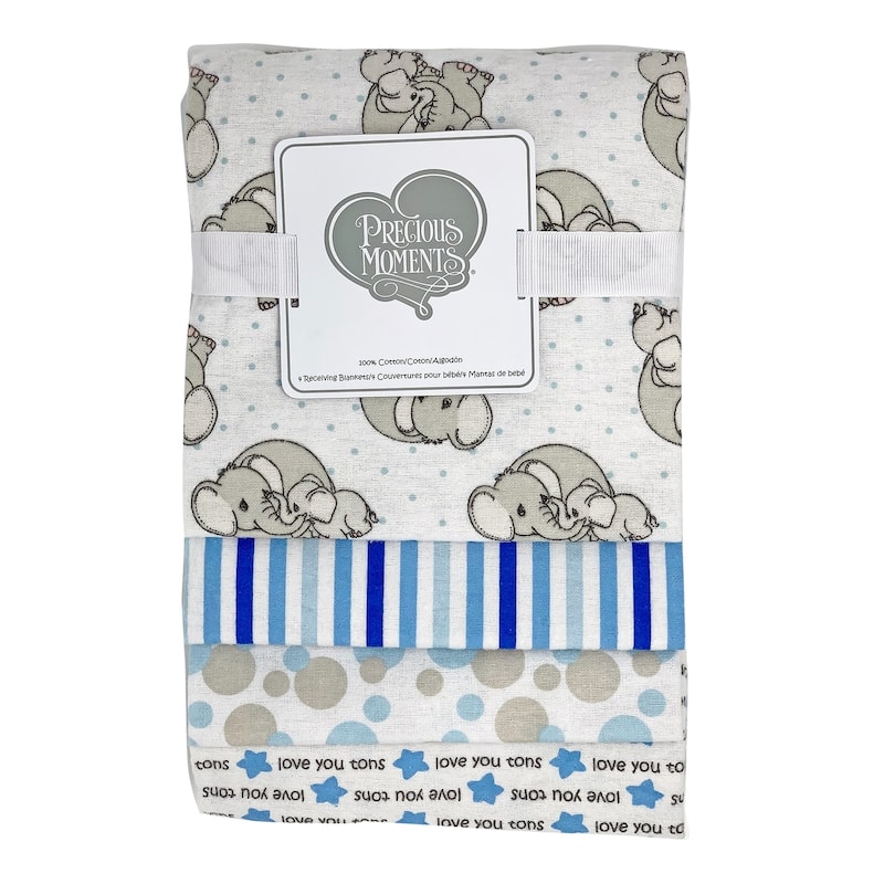Precious Moments 4 Piece Baby Receiving Blankets - Blue