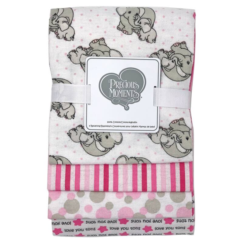 Precious Moments 4 Piece Baby Receiving Blankets - Pink