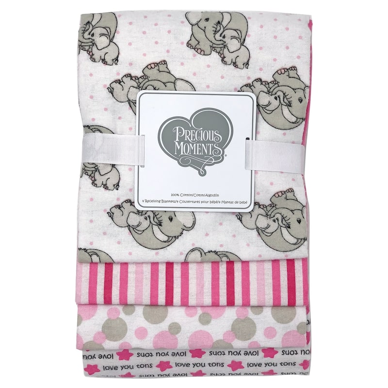 Precious Moments 4 Piece Baby Receiving Blankets - Pink