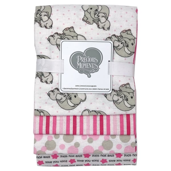 slide 1 of 1, Precious Moments 4 Piece Baby Receiving Blankets Pink