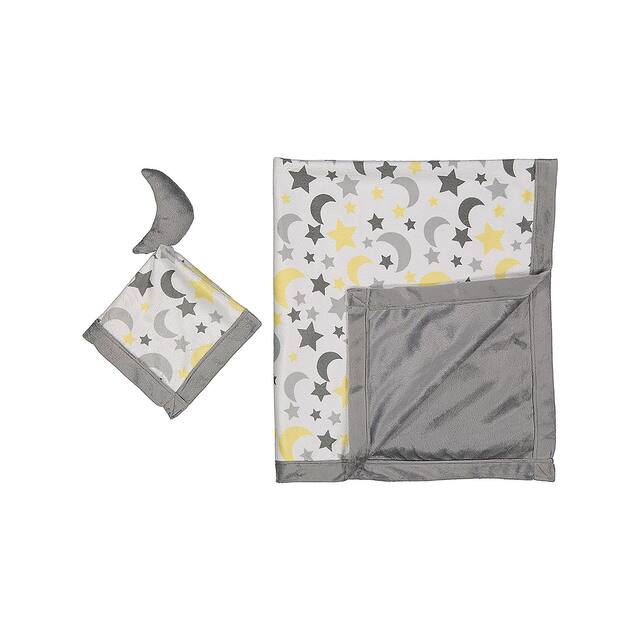 Baby Blanket and Matching Toy Security Blanket Set - Grey