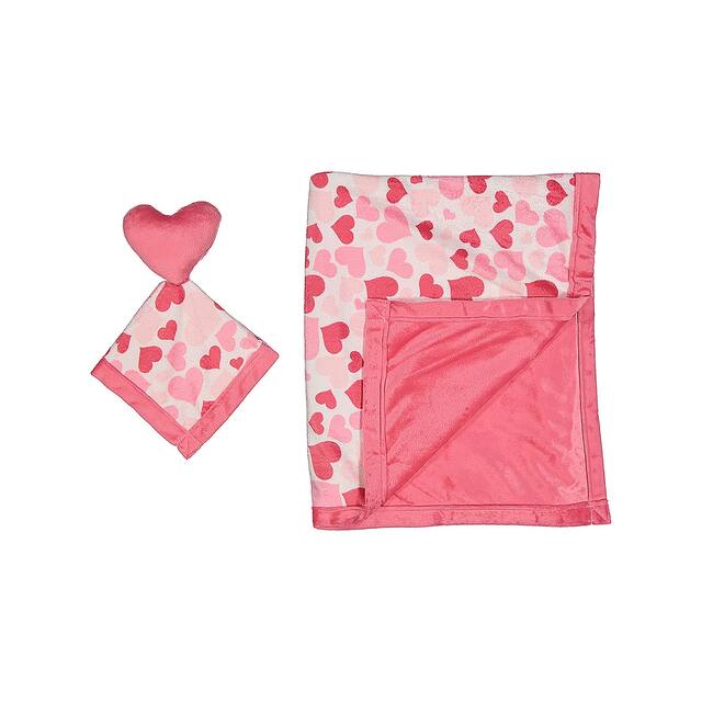 Baby Blanket and Matching Toy Security Blanket Set - Pink