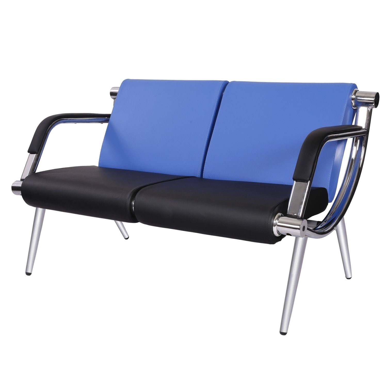 Kintness 2 Seat Waiting Room Chair PU Leather Reception Guest Chair Lobby Furniture with Arms for Airport Bank Clinic Office