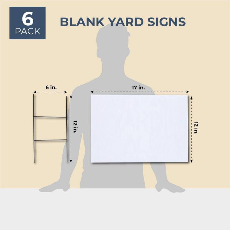 Juvale 6-Pack Corrugated Plastic Yard Signs with Stakes 17x12 for Outdoor, 4mm Thick