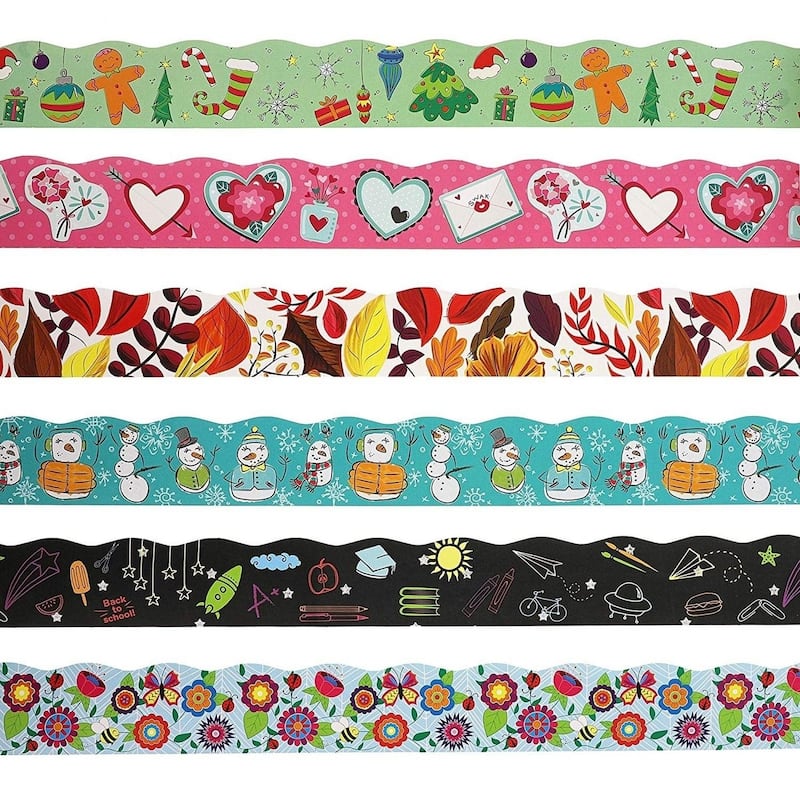 Juvale 6 Pack Kids Classroom Bulletin Board Borders Trimmer, Assorted Design