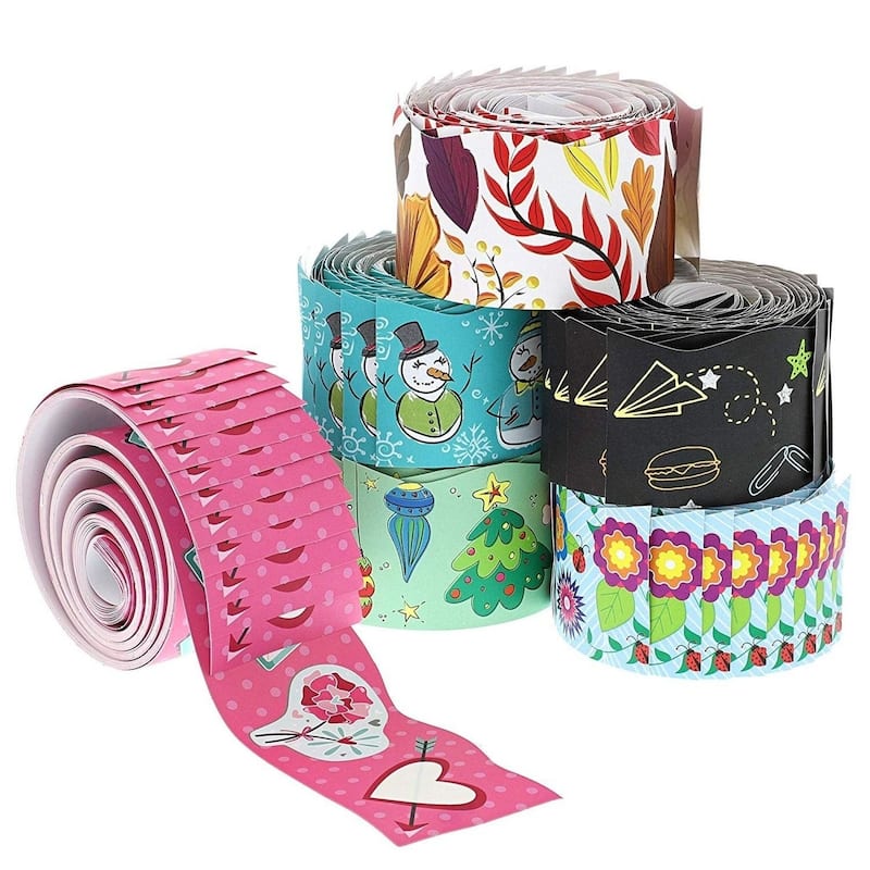 Juvale 6 Pack Kids Classroom Bulletin Board Borders Trimmer, Assorted Design