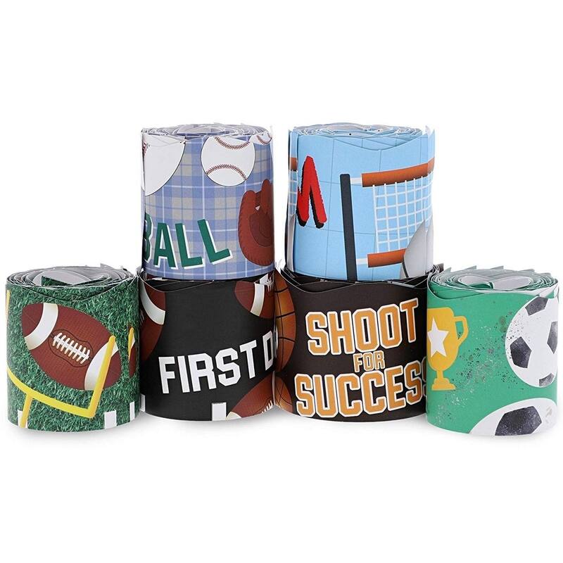 Juvale 6 Rolls Bulletin Board Sports Scalloped Border Classroom Decoration