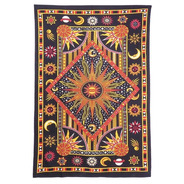 Dorm Decor Wall Hanging Hippie Tapestry Bohemian Indian Sun Moon Star Mandala
