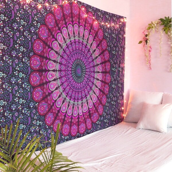 Twin Size Mandala Tapestry Indian Bohemian Hippie Bedspread Bed Sheet Throw