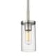 preview thumbnail 4 of 3, Winslett Mini Pendant Pewter with Ribbed Clear Glass