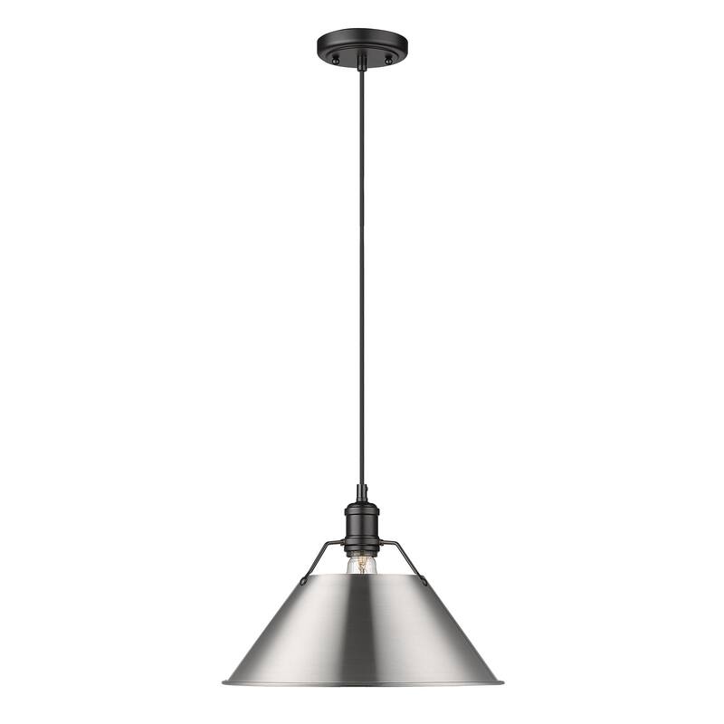 Orwell 1 Light Pendant - Matte Black with Pewter