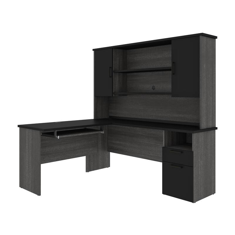 Bestar Norma L-shaped Desk with Hutch