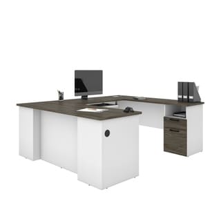Copper Grove Neunkirchen U-shaped Desk (Walnut Grey and White)