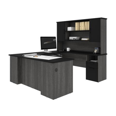 Bestar Norma U-shaped Desk with Hutch