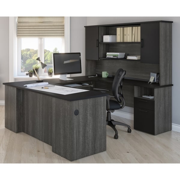 u shaped standing desk with hutch