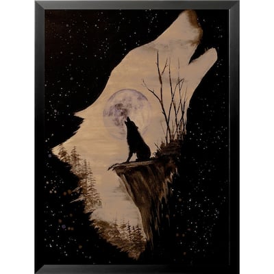 FRAMED Wolf Howling at the Moon by Ed Capeau Art Painting Reproduction