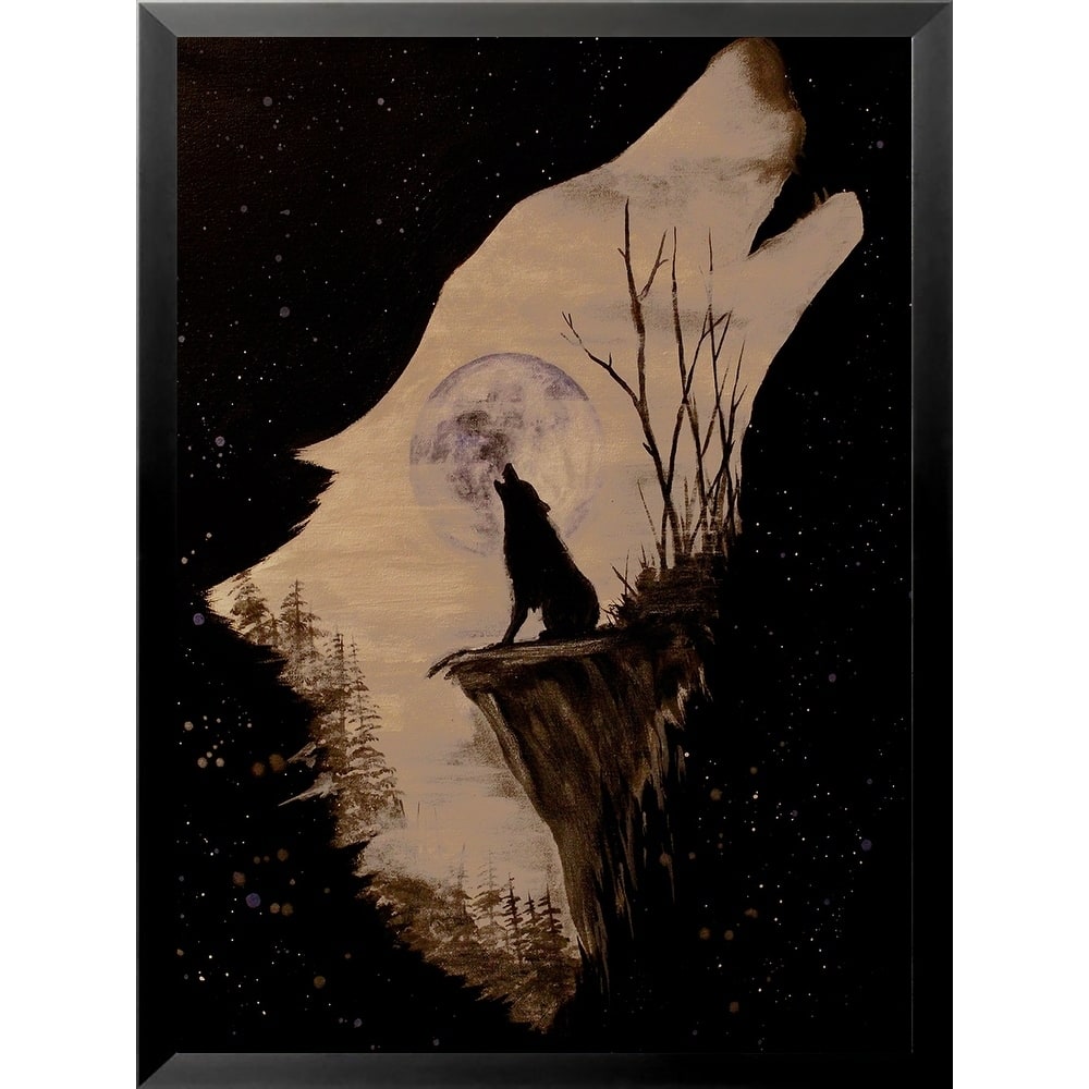 FRAMED Wolf Howling at the Moon by Ed Capeau Art Painting Reproduction