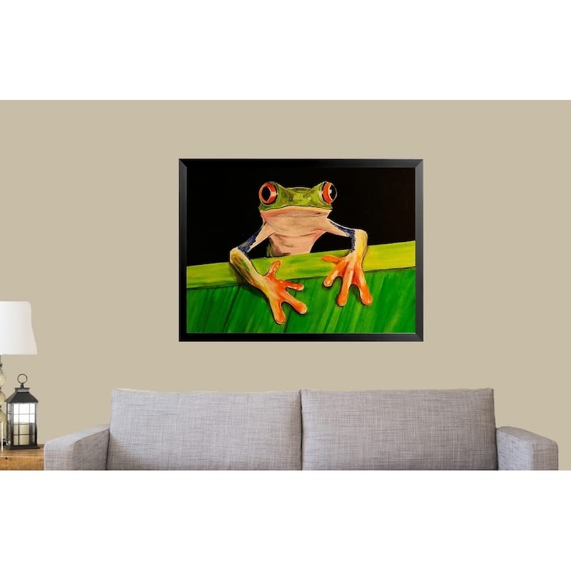 FRAMED What The Frog by Ed Capeau Art Painting Reproduction - 24 x 32 - Black