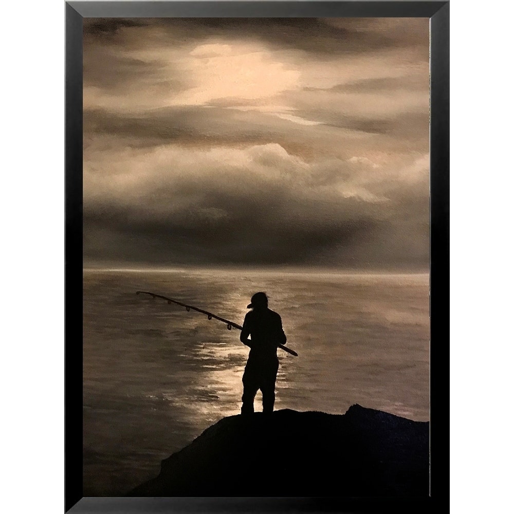 FRAMED Lone Fisherman by Ed Capeau Art Painting Reproduction