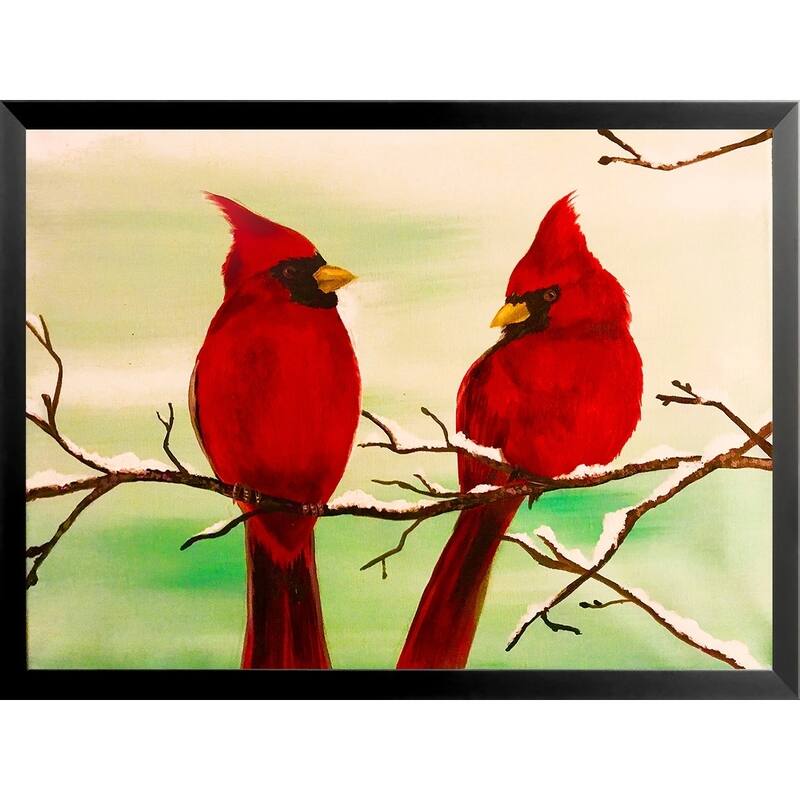 FRAMED Wintery Cardinals by Ed Capeau Art Painting Reproduction