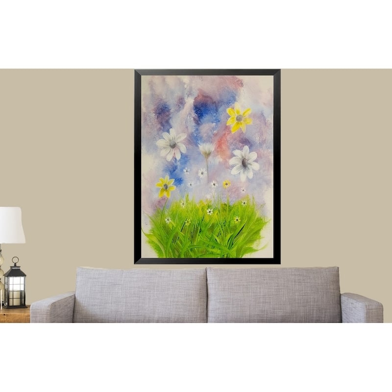 FRAMED Field of Daisies by Ed Capeau Art Painting Reproduction - 30 x 40 - Black