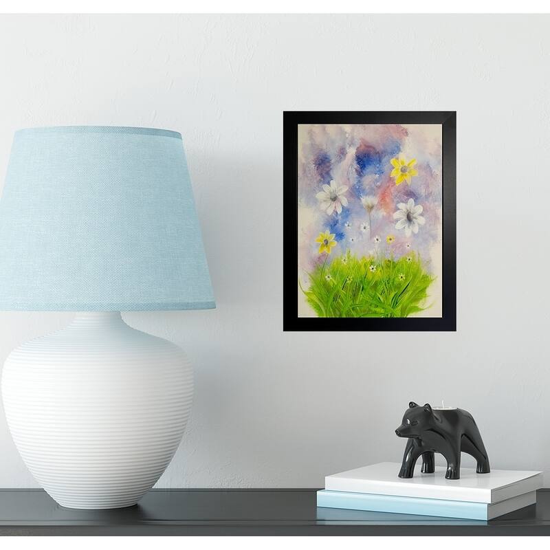 FRAMED Field of Daisies by Ed Capeau Art Painting Reproduction - 12 x 16 - Black
