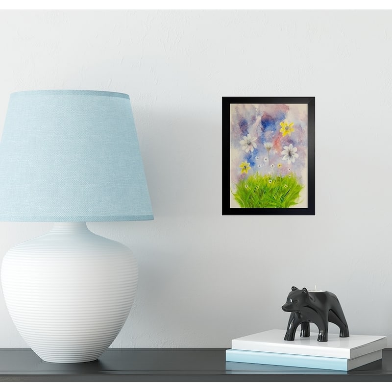 FRAMED Field of Daisies by Ed Capeau Art Painting Reproduction - 8 x 10 - Black