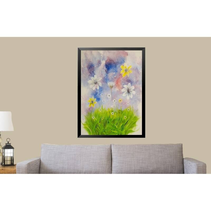 FRAMED Field of Daisies by Ed Capeau Art Painting Reproduction - 24 x 32 - Black