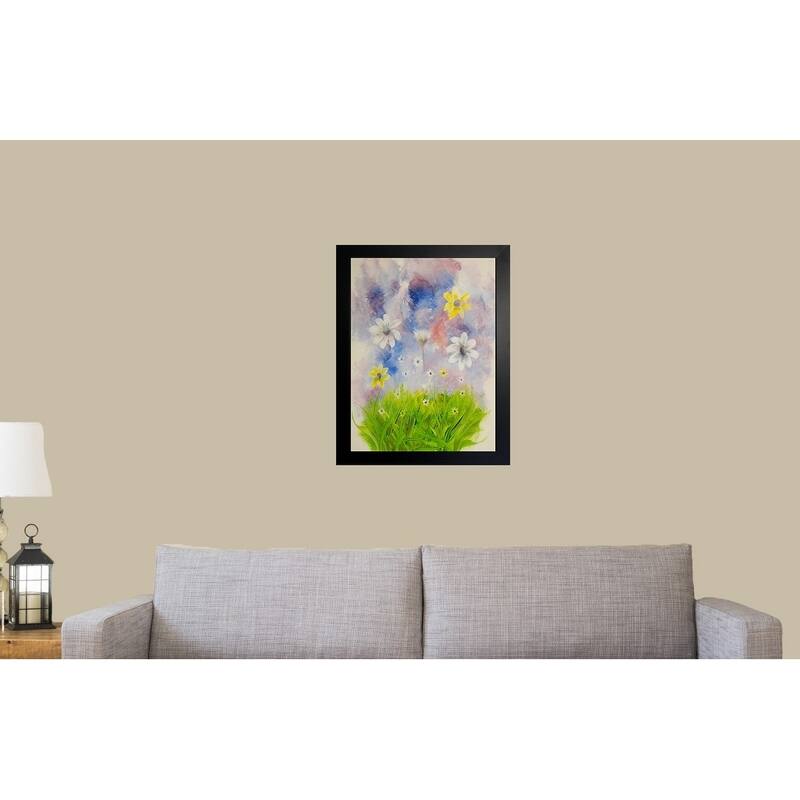 FRAMED Field of Daisies by Ed Capeau Art Painting Reproduction - 18 x 24 - Black