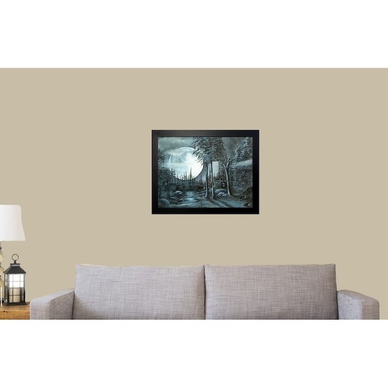 FRAMED Wolf Pack by Ed Capeau Art Painting Reproduction - 24x18 - Black