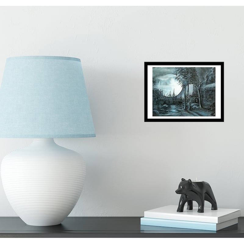 FRAMED Wolf Pack by Ed Capeau Art Painting Reproduction - 14x11 - Black