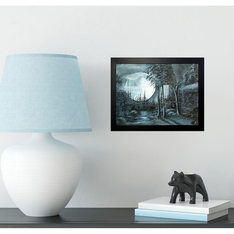 FRAMED Wolf Pack by Ed Capeau Art Painting Reproduction - 16x12 - Black