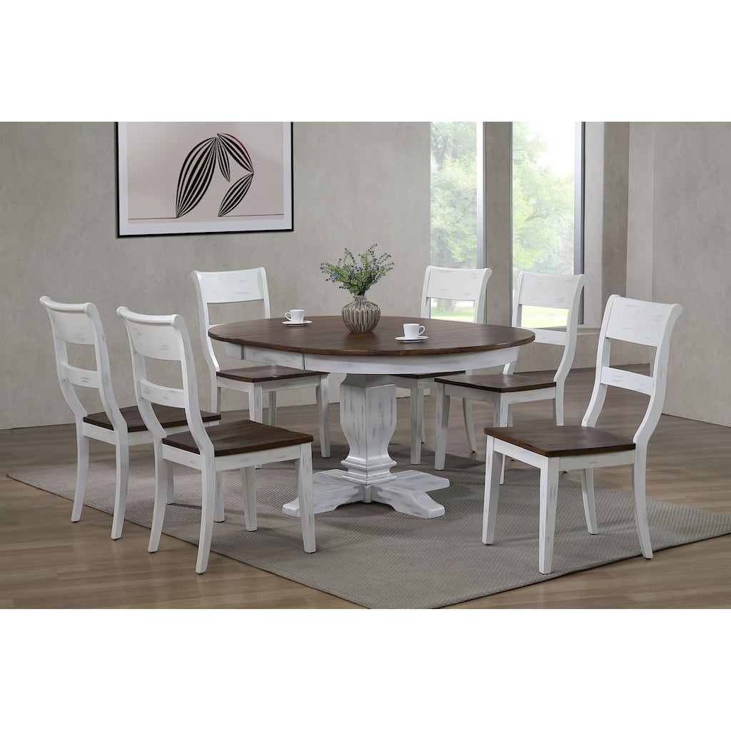 The Gray Barn Spinney 7-piece Dining Set in Distressed Cocoa Brown and Cotton White