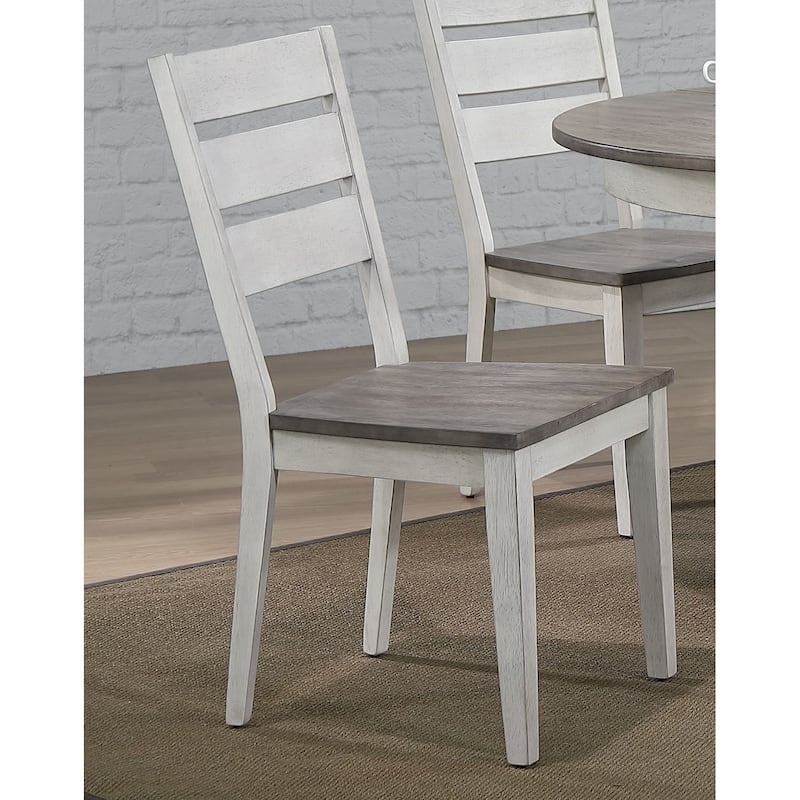 The Gray Barn Avalon 7-piece Dining Set in Stormy White and Ash with Ladderback Chairs