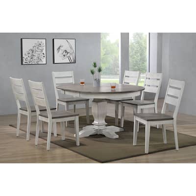 The Gray Barn Avalon 7-piece Dining Set in Stormy White and Ash with Ladderback Chairs