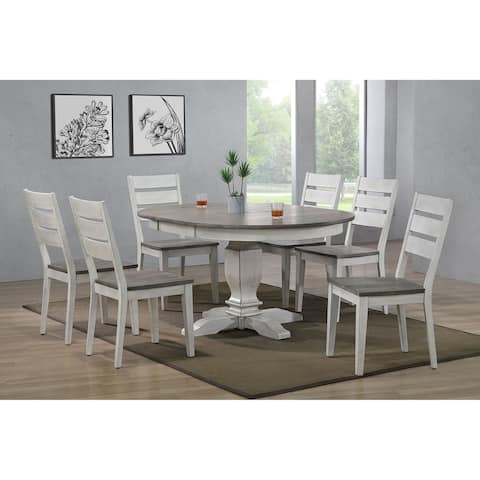 The Gray Barn Avalon 7-piece Dining Set in Stormy White and Ash with Ladderback Chairs