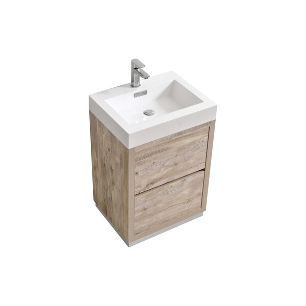 Bliss 24" Nature Wood Floor Mount Modern Bathroom Vanity