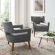 preview thumbnail 3 of 18, Upholstered Fabric Mid-century Modern Armchair Set of 2 in Light Gray Light Gray