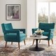 preview thumbnail 5 of 18, Upholstered Fabric Mid-century Modern Armchair Set of 2 in Light Gray Teal