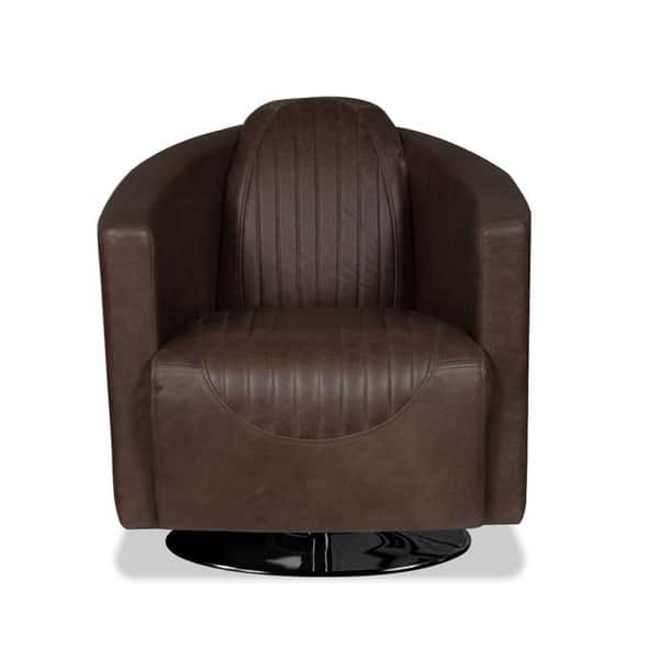 Shop Pan Am Chocolate Microfiber Swivel Accent Chair Free
