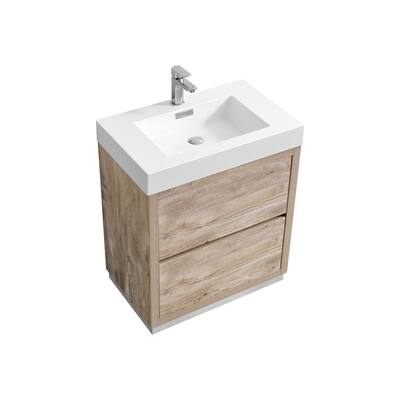 Bliss 30" Nature Wood Floor Mount Modern Bathroom Vanity