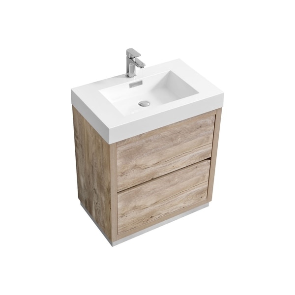 Bliss 30" Nature Wood Floor Mount Modern Bathroom Vanity