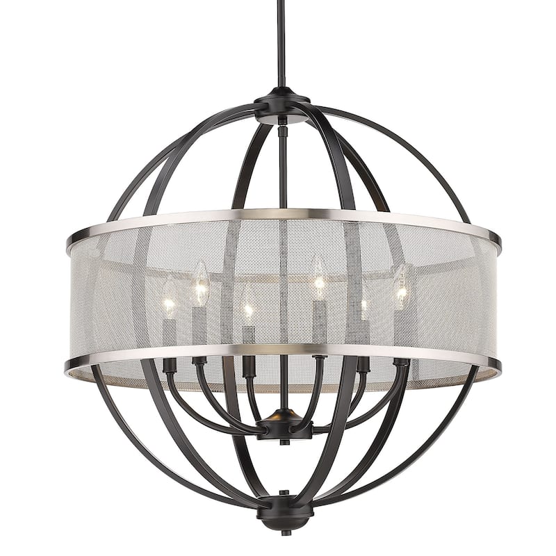 Copper Grove Zambee 6-light Chandelier - Matte Black with Pewter