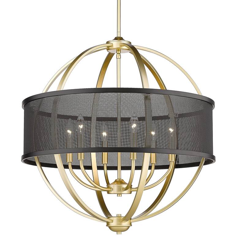 Copper Grove Zambee 6-light Chandelier - Olympic Gold with Matte Black Shade
