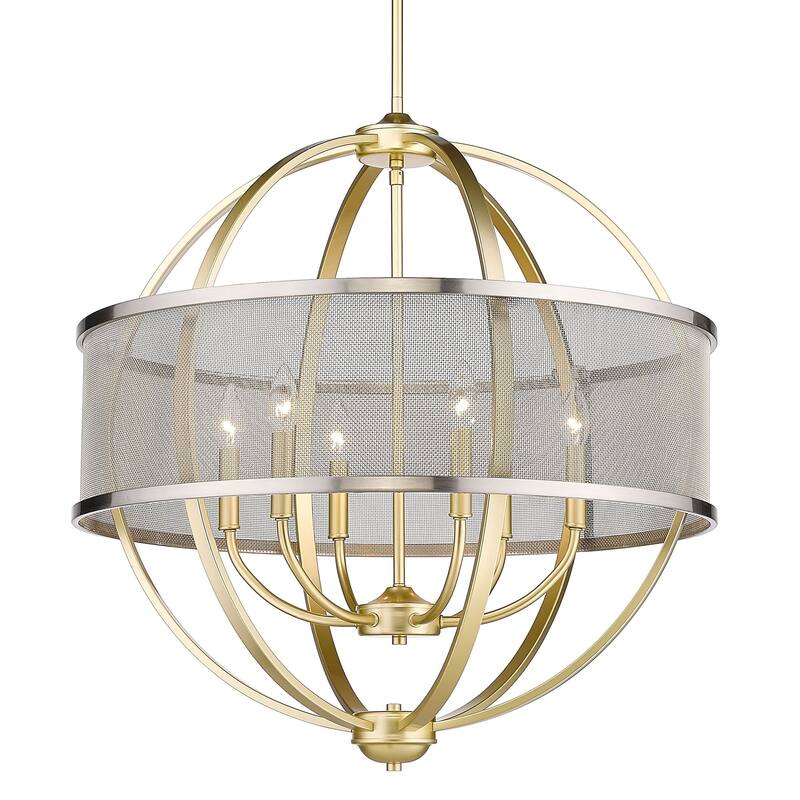 Copper Grove Zambee 6-light Chandelier - Olympic Gold with Pewter