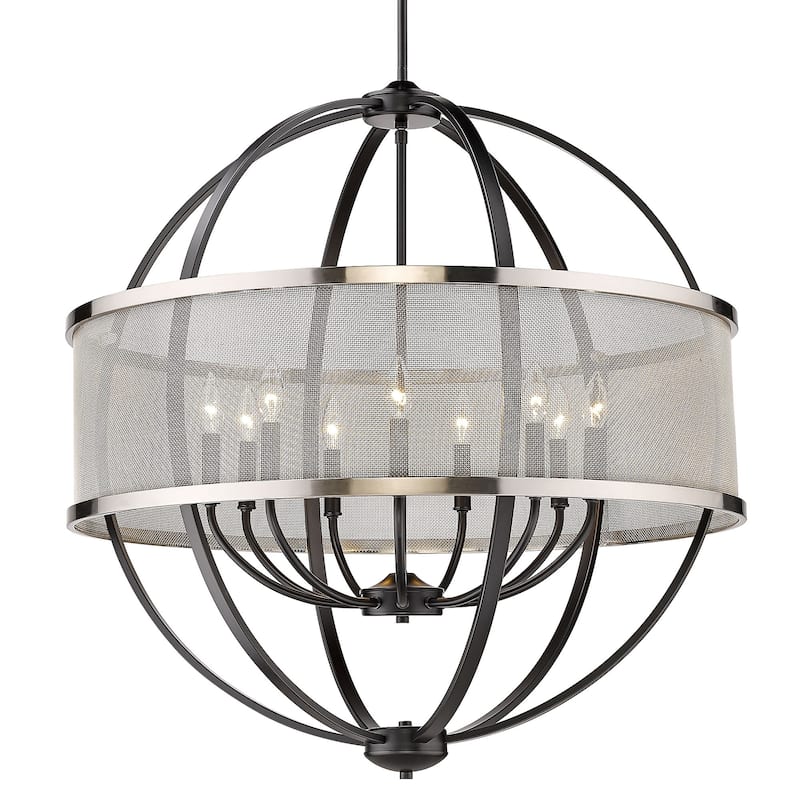 Colson 9 Light Chandelier - Matte Black with Pewter